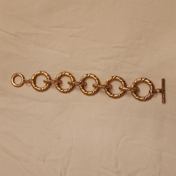 Bracelet Gold Tone Twist Chain Chunky - Picture 1 of 6